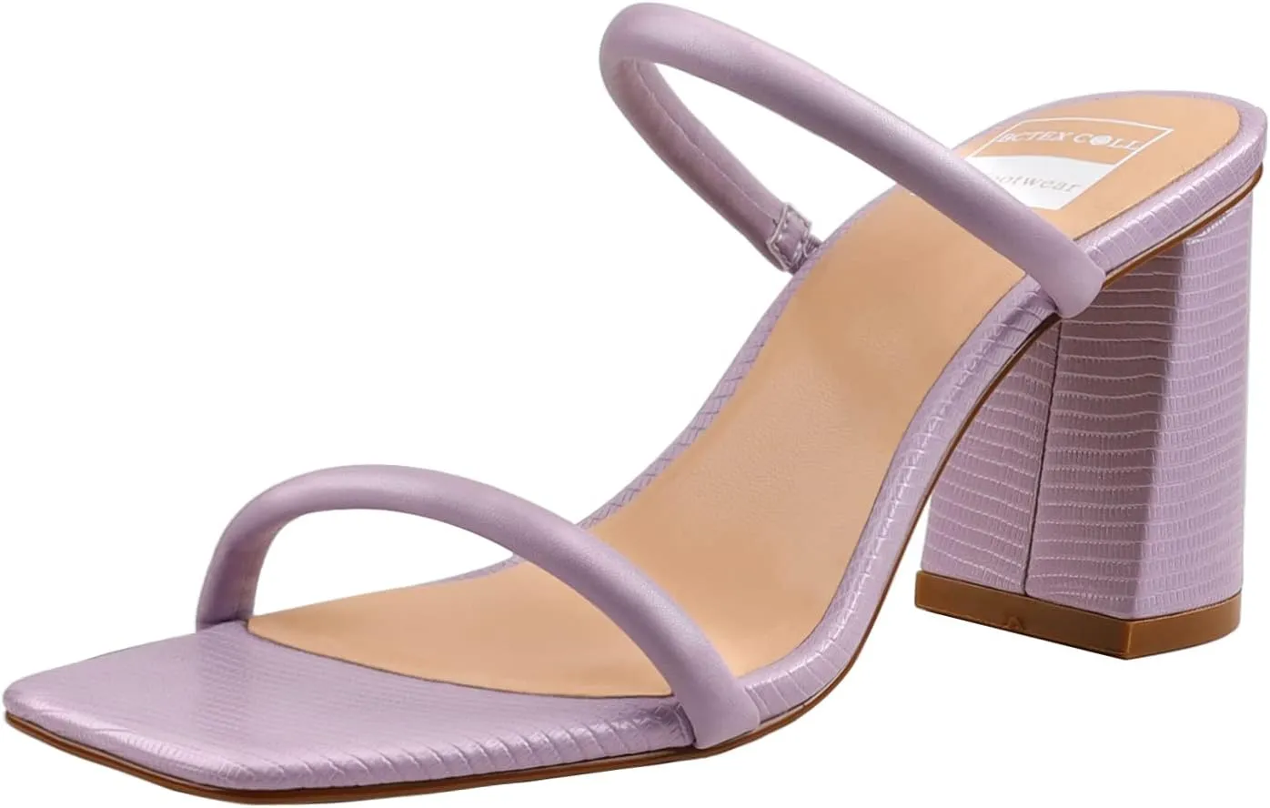 BCTEX COLL Women's High Heeled Sandal Two Strap Square Toe Slip on High-heeled Sandal High Heel Sandal Comfortable for Women