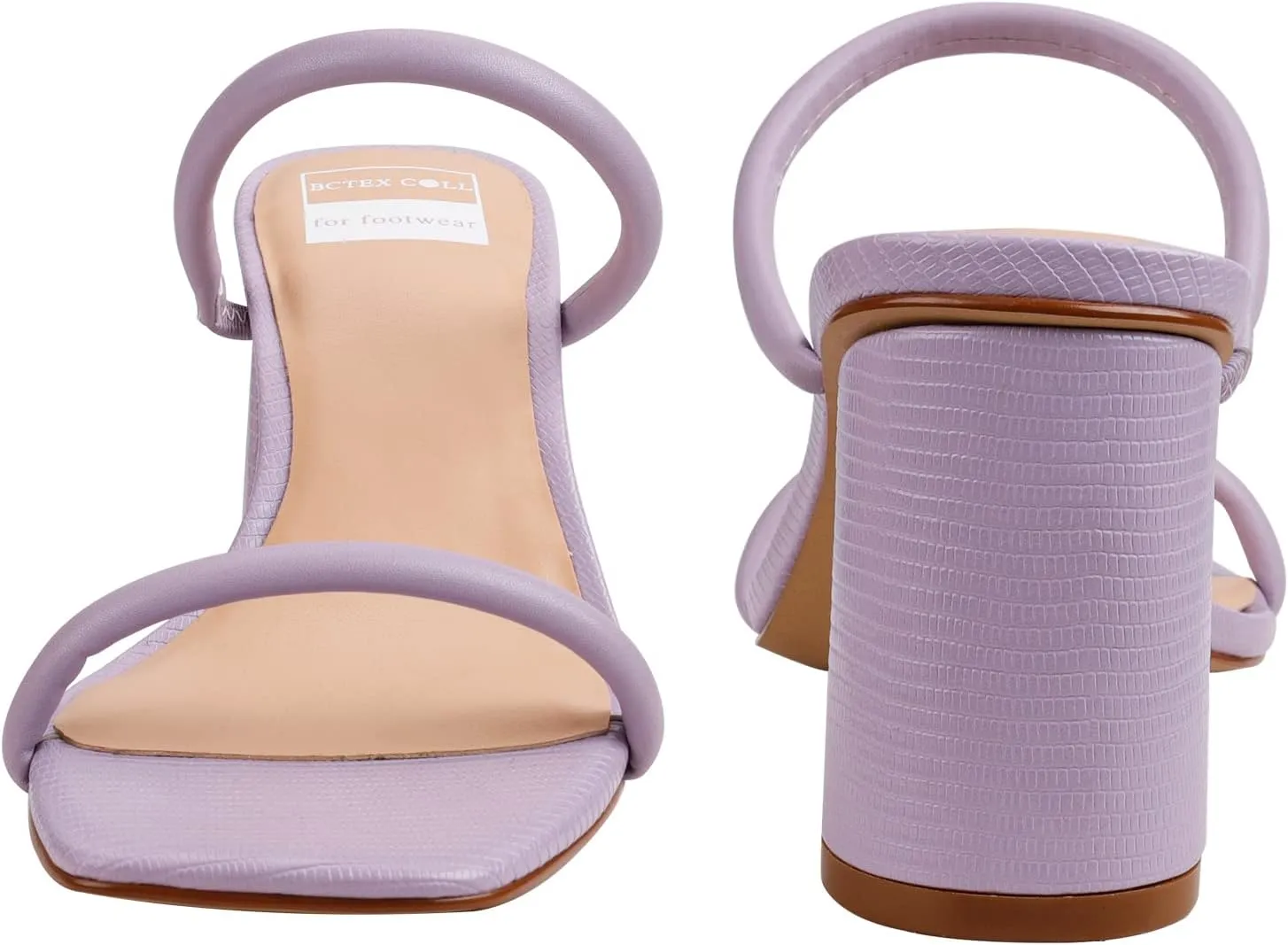 BCTEX COLL Women's High Heeled Sandal Two Strap Square Toe Slip on High-heeled Sandal High Heel Sandal Comfortable for Women