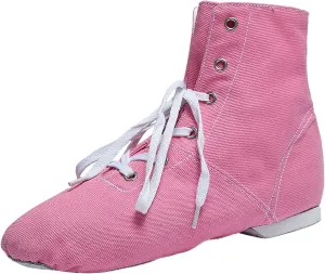 Canvas Jazz Dance Boots for Girls Boys Kids Unisex Ballet Shoes Solid Color Basic Lace Up Dancing Practice Sneakers