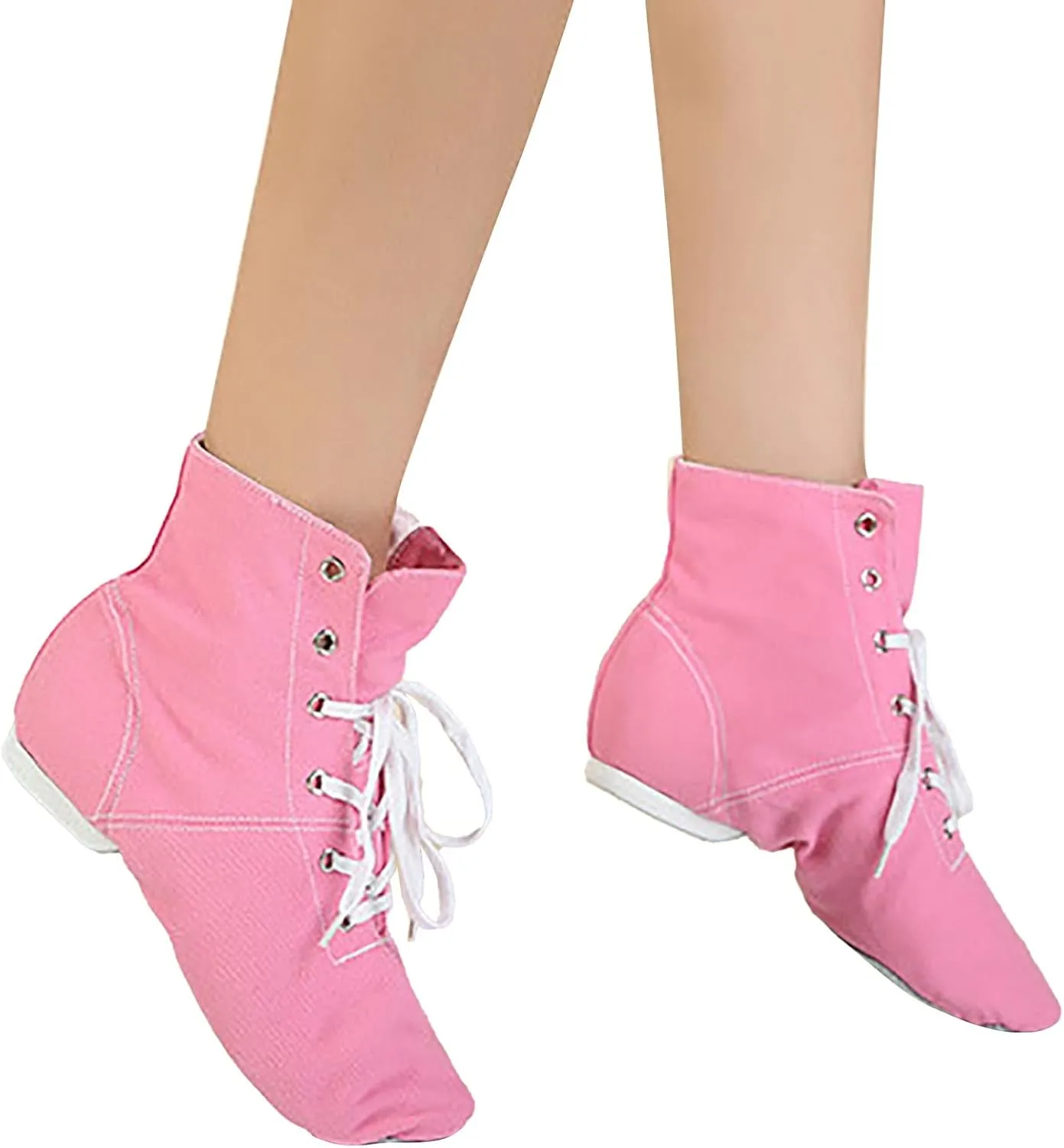 Canvas Jazz Dance Boots for Girls Boys Kids Unisex Ballet Shoes Solid Color Basic Lace Up Dancing Practice Sneakers