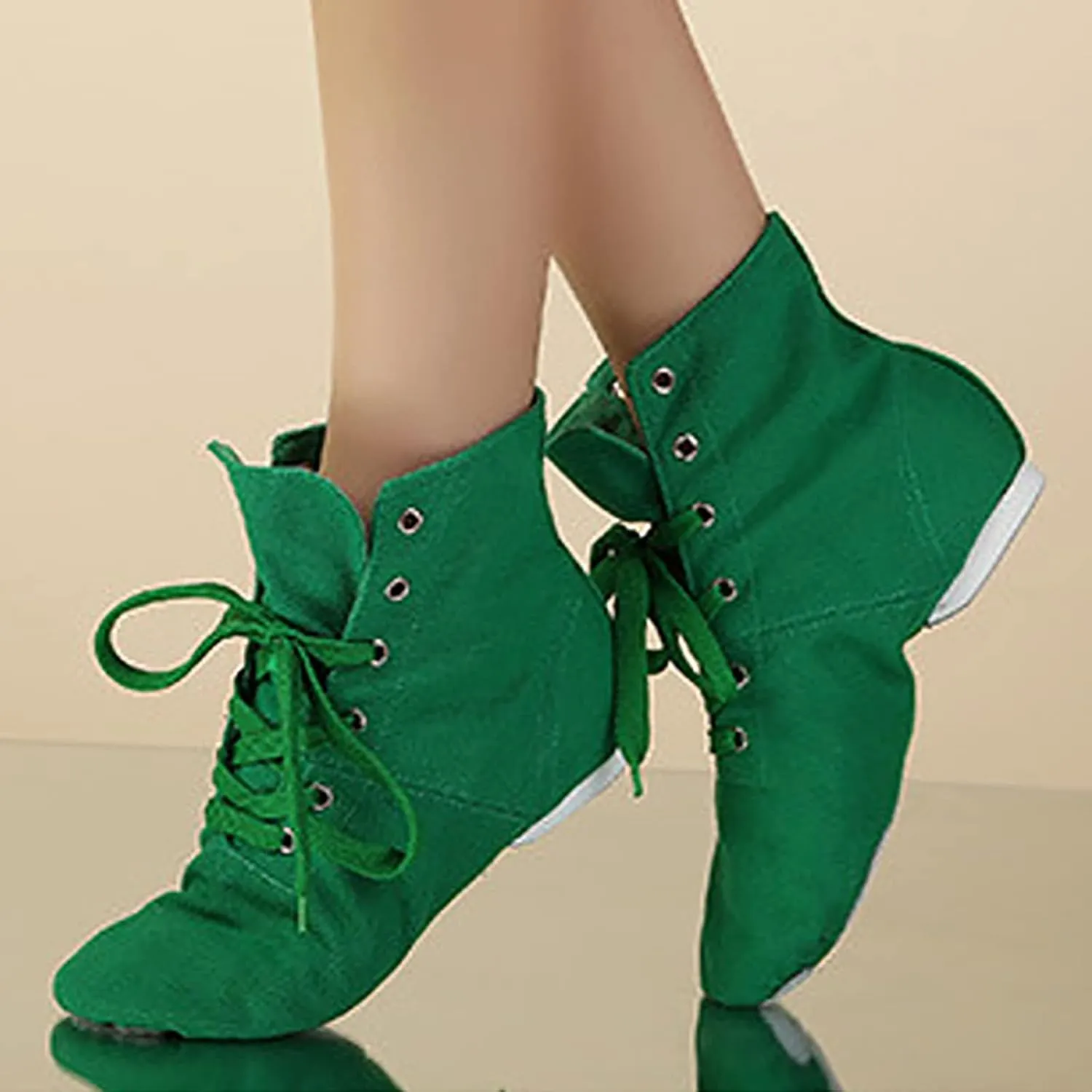 Canvas Jazz Dance Boots for Girls Boys Kids Unisex Ballet Shoes Solid Color Basic Lace Up Dancing Practice Sneakers