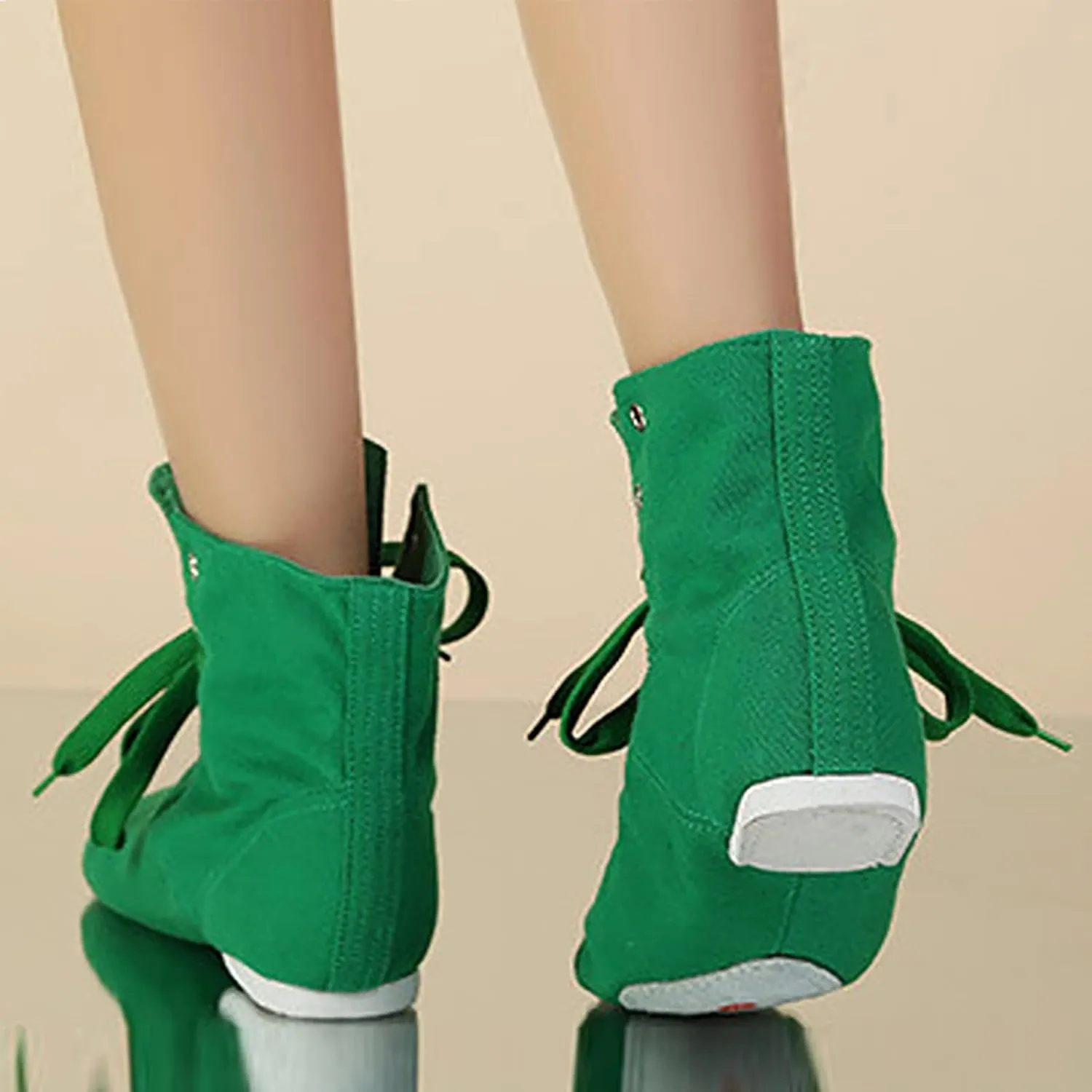 Canvas Jazz Dance Boots for Girls Boys Kids Unisex Ballet Shoes Solid Color Basic Lace Up Dancing Practice Sneakers