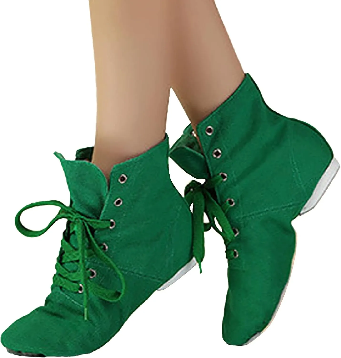 Canvas Jazz Dance Boots for Girls Boys Kids Unisex Ballet Shoes Solid Color Basic Lace Up Dancing Practice Sneakers