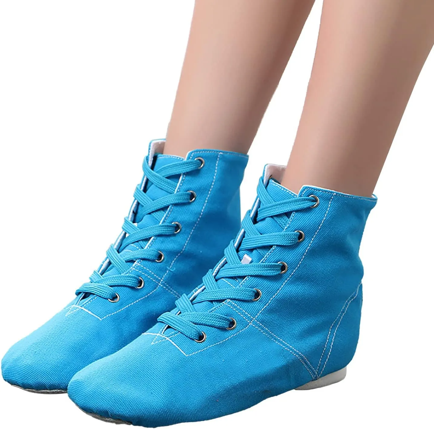 Canvas Jazz Dance Boots for Girls Boys Kids Unisex Ballet Shoes Solid Color Basic Lace Up Dancing Practice Sneakers