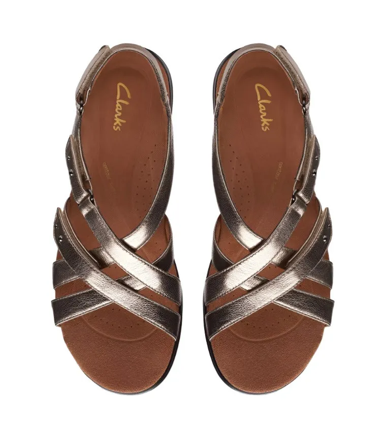 Clarks Womens Sandal Kitly Go Metallic Leather