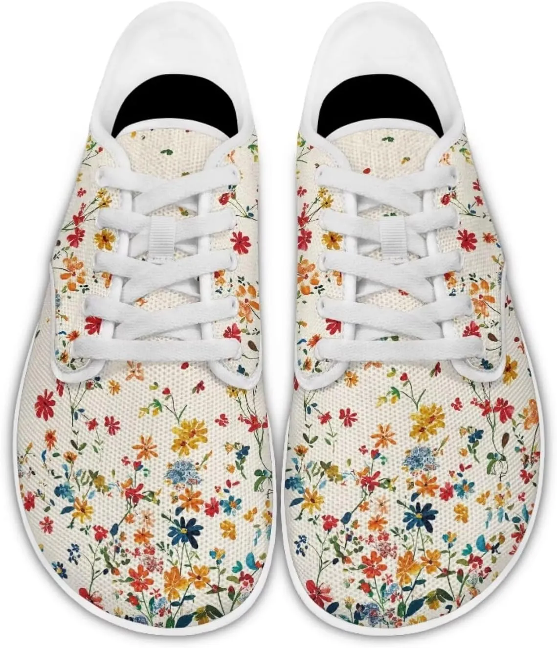 Coloranimal Womens Sneakers Barefoot Shoes Women Casual Walking Shoes Lace Up Shoes Wide Toe Box Shoes Fashion Sneakers Lightweight Footwear