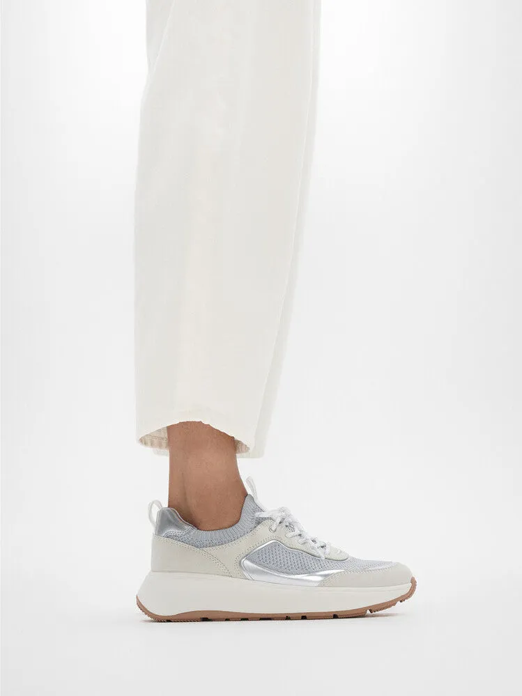 F-MODE Knit/Suede Flatform Slip-On Trainers