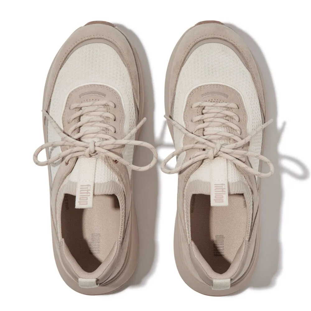 F-MODE Knit/Suede Flatform Slip-On Trainers