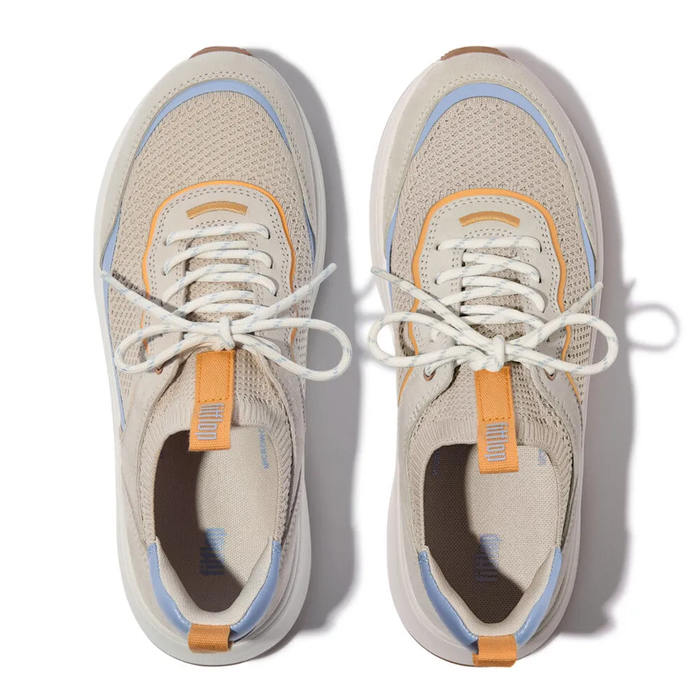 F-MODE Knit/Suede Flatform Slip-On Trainers