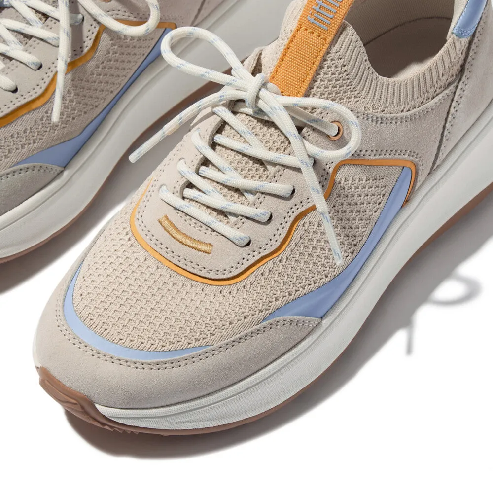 F-MODE Knit/Suede Flatform Slip-On Trainers
