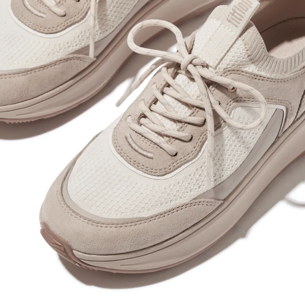 F-MODE Knit/Suede Flatform Slip-On Trainers