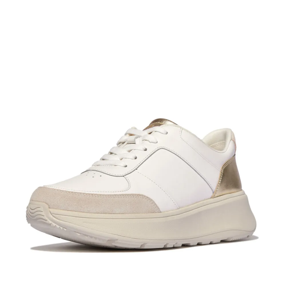 F-MODE Leather/Suede/Metallic Flatform Trainers