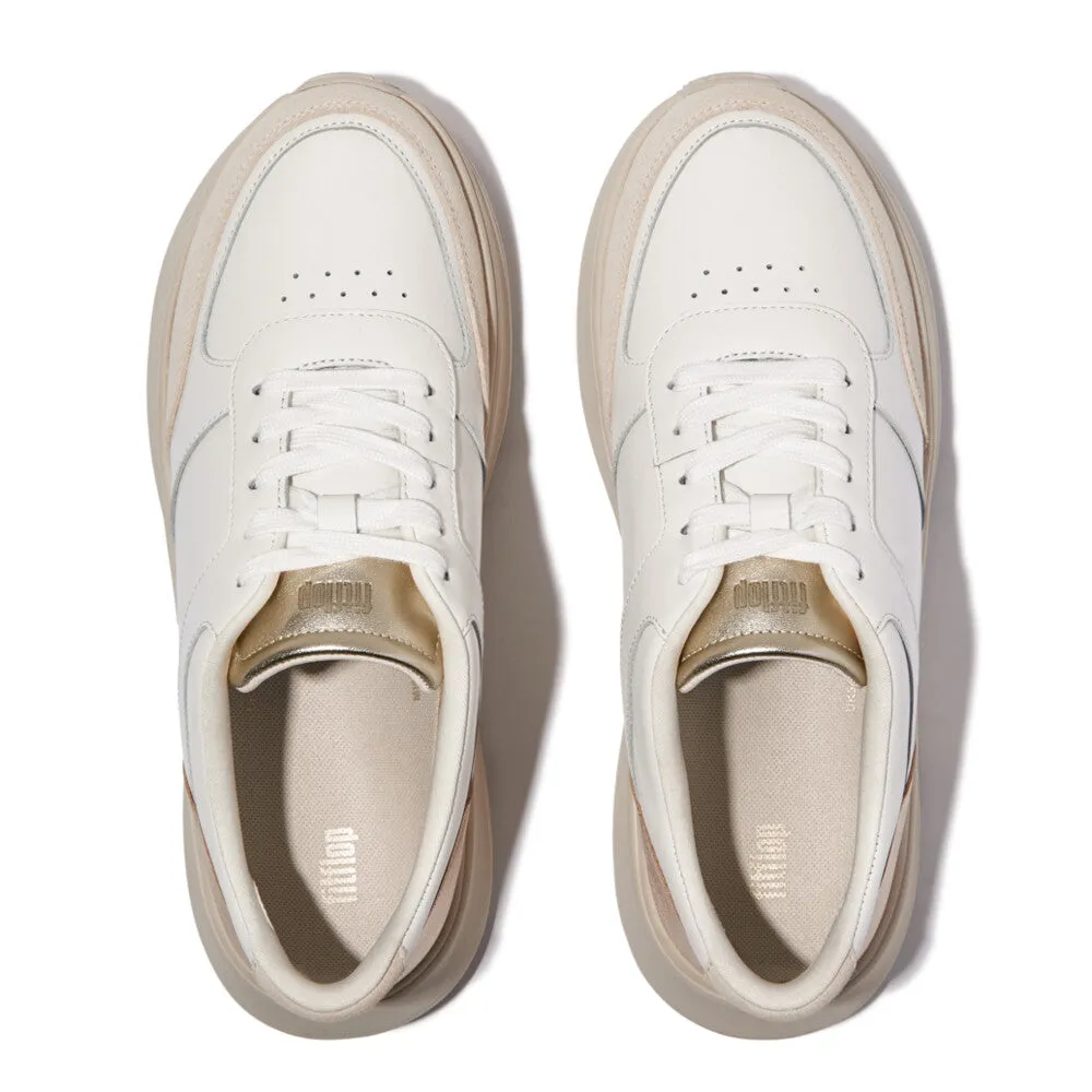F-MODE Leather/Suede/Metallic Flatform Trainers