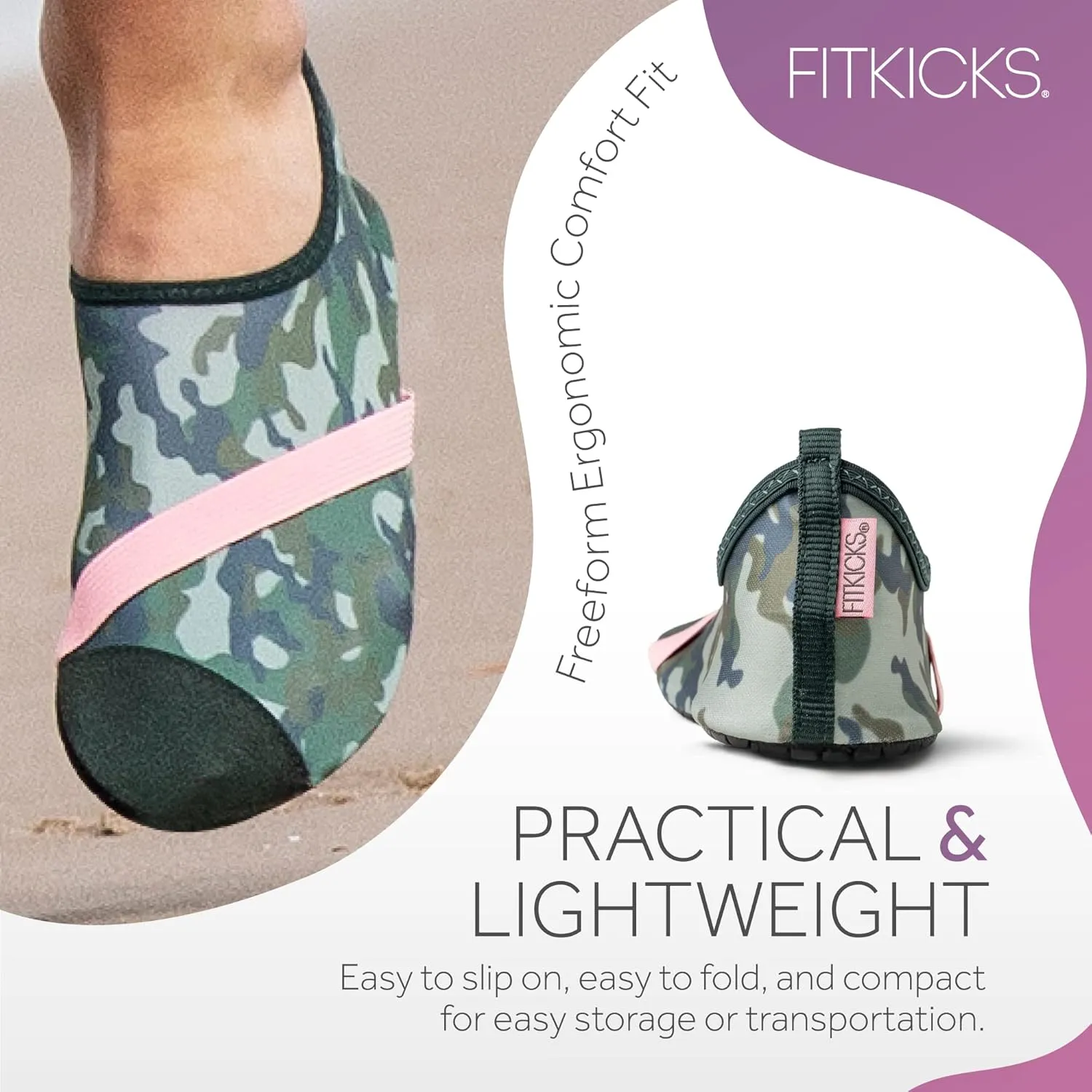 FITKICKS Original Women's Foldable Active Lifestyle Minimalist Footwear Barefoot Yoga Sporty Water Shoes