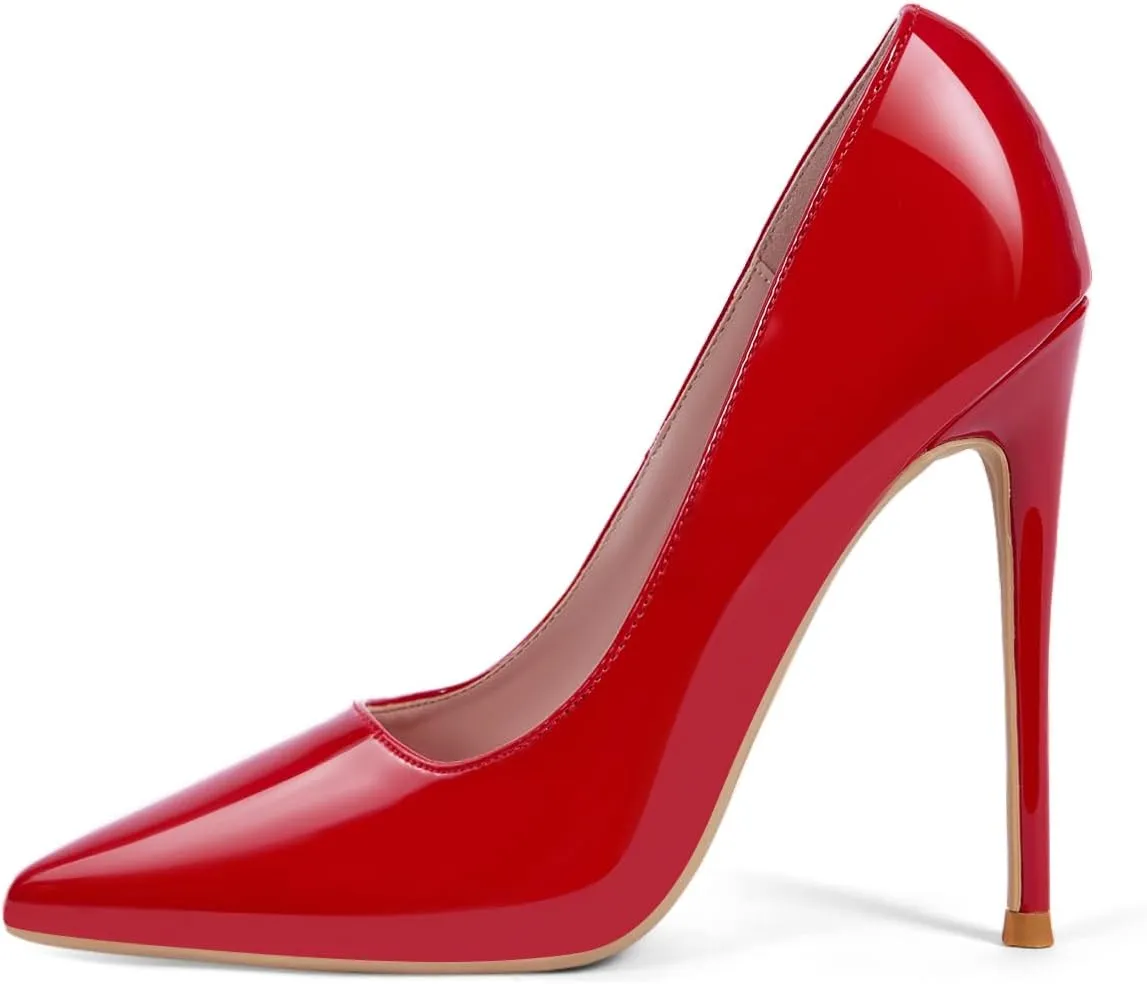 GENSHUO Women's 4.7 Inch Pumps Pointy Closed Toe Stiletto Sexy High Heels Slip on Porm Party Wedding Dress Shoes