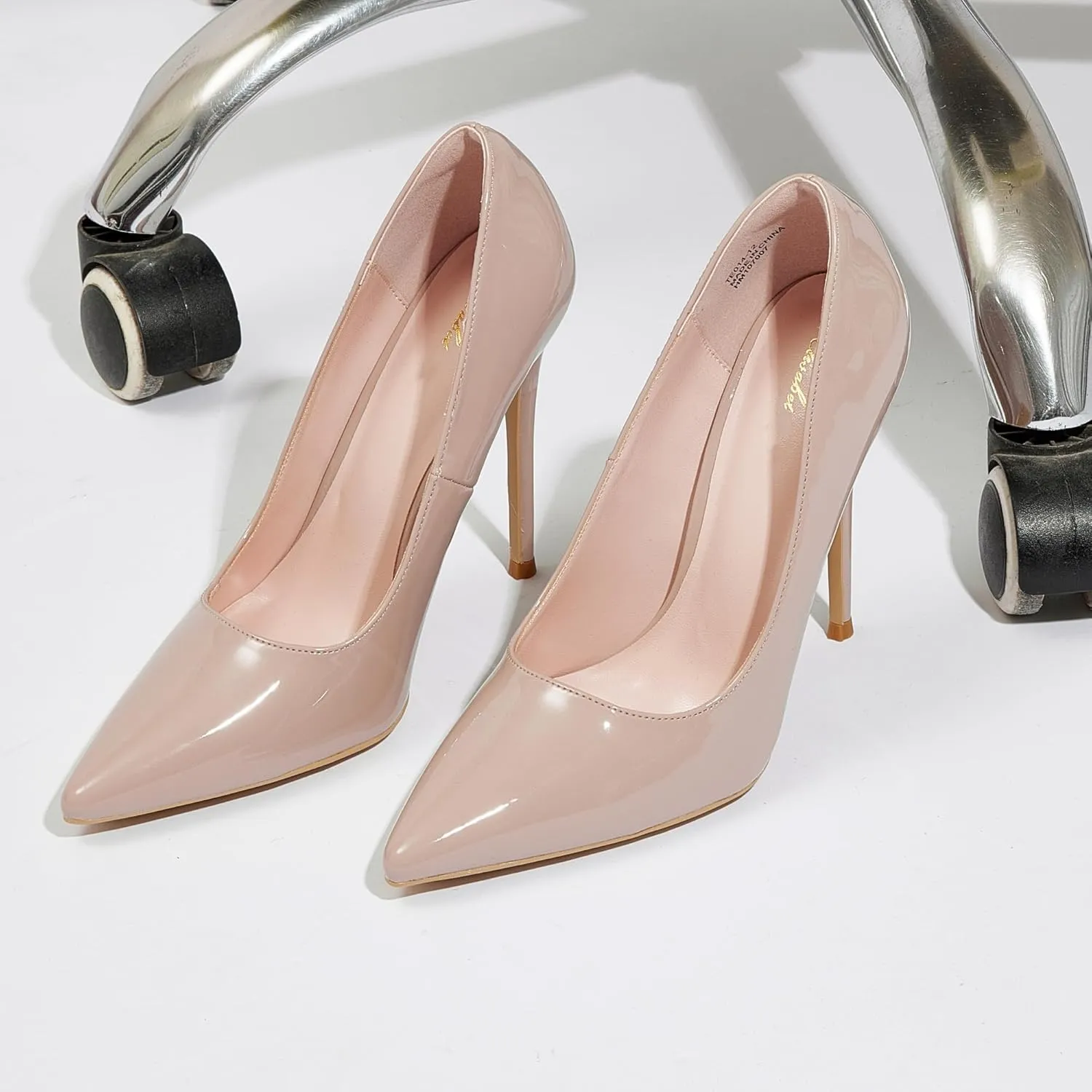 GENSHUO Women's 4.7 Inch Pumps Pointy Closed Toe Stiletto Sexy High Heels Slip on Porm Party Wedding Dress Shoes