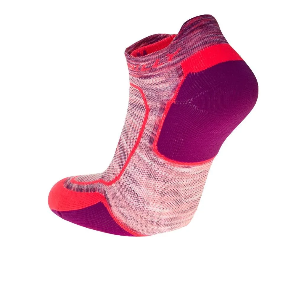 Hilly Womens Active Socklet Sports Running Socks - Hot Coral / Grape Juice