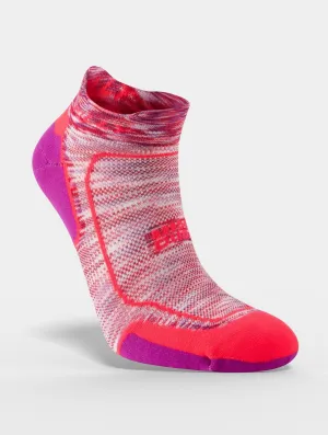 Hilly Womens Active Socklet Sports Running Socks - Hot Coral / Grape Juice