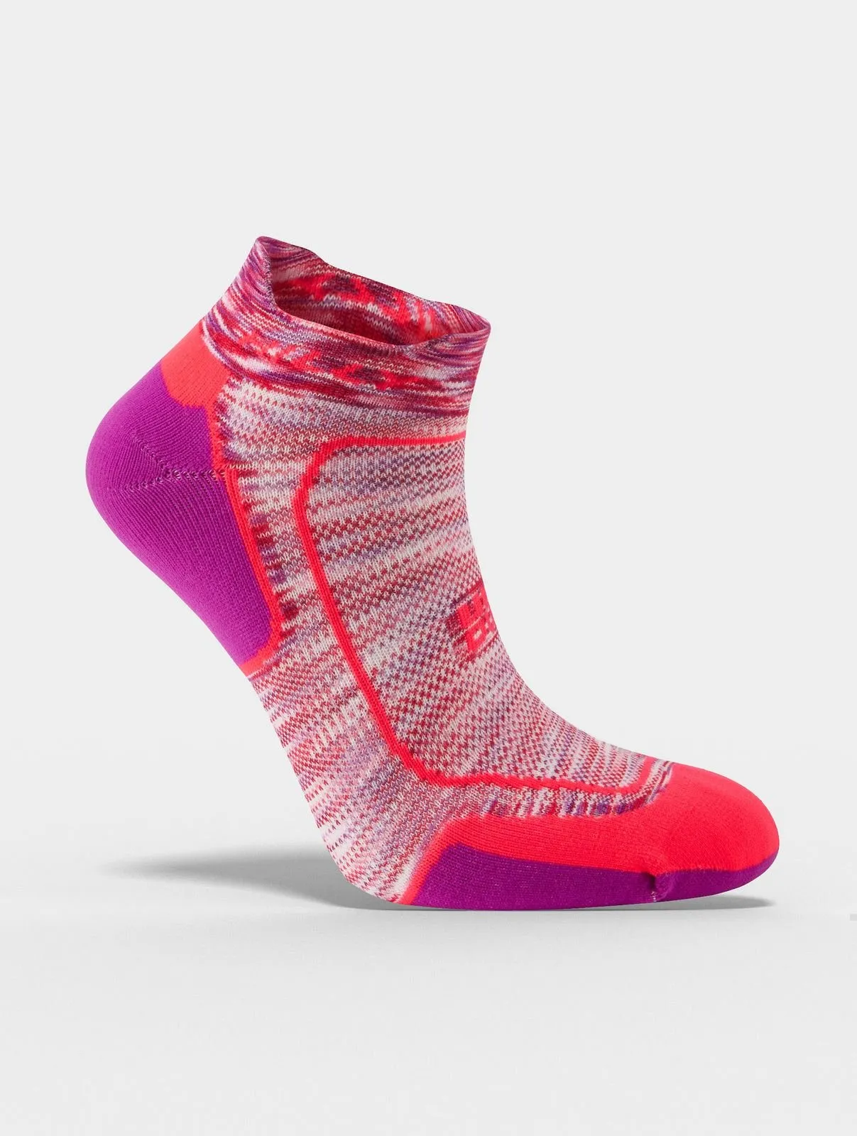Hilly Womens Active Socklet Sports Running Socks - Hot Coral / Grape Juice