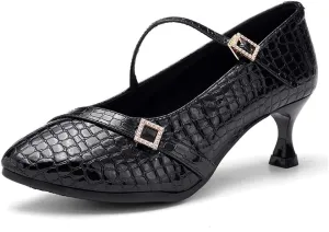 HROYL Latin Dance Shoes Women Tango Salsa Wedding Party Close Toe Ballroom Dance Pump,Model-KCBD1009