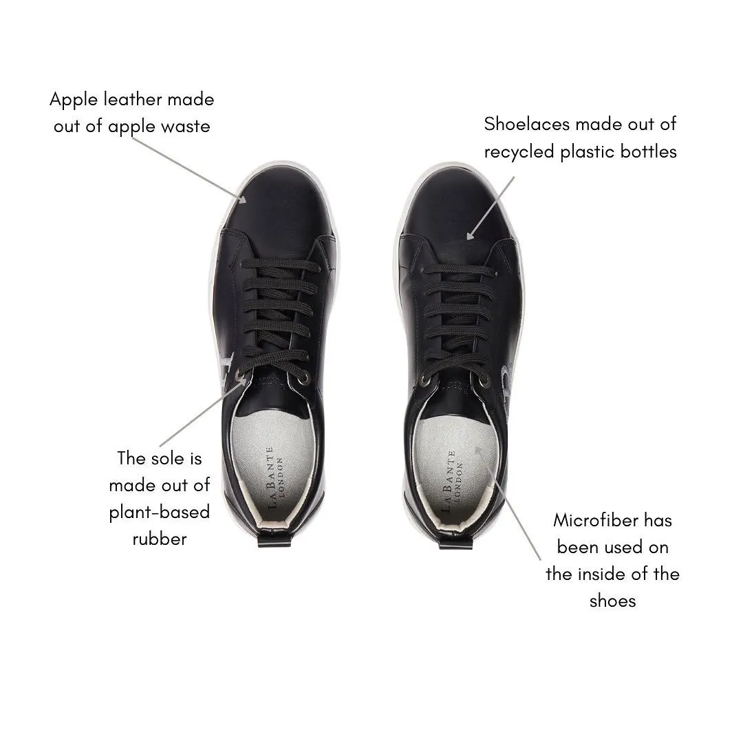 LB Black Apple Leather Sneakers for Women