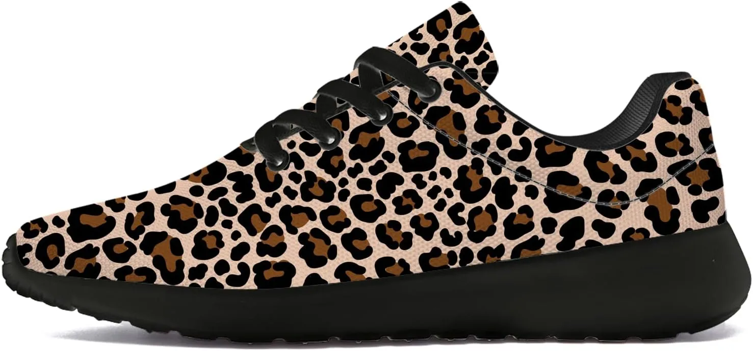 Leopard Cheetah Print Shoes Woman Tennis Shoes Athletic Running Shoes Soft Lightweight Walking Sneakers Gifts for Ladies Girls