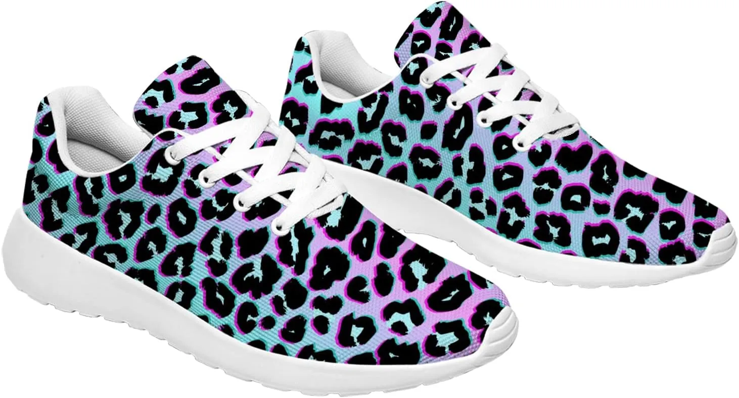 Leopard Cheetah Print Shoes Woman Tennis Shoes Athletic Running Shoes Soft Lightweight Walking Sneakers Gifts for Ladies Girls