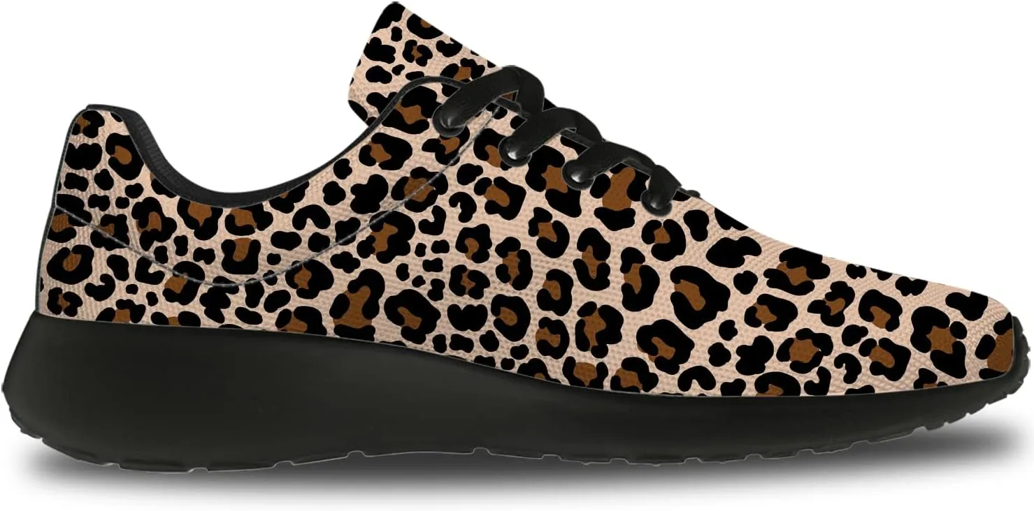 Leopard Cheetah Print Shoes Woman Tennis Shoes Athletic Running Shoes Soft Lightweight Walking Sneakers Gifts for Ladies Girls