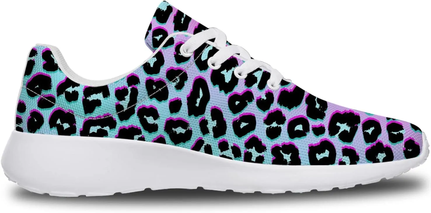 Leopard Cheetah Print Shoes Woman Tennis Shoes Athletic Running Shoes Soft Lightweight Walking Sneakers Gifts for Ladies Girls