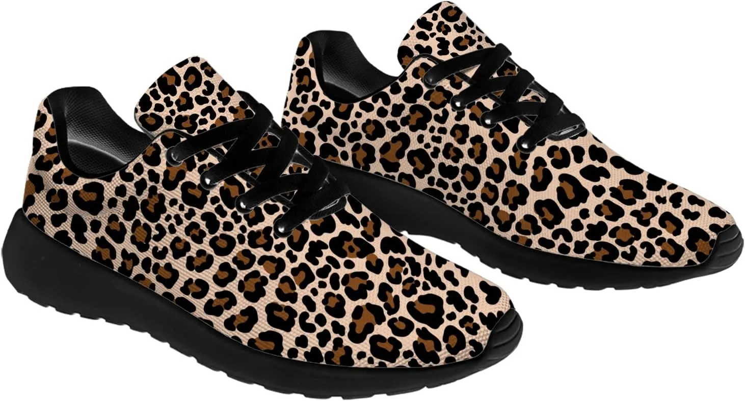 Leopard Cheetah Print Shoes Woman Tennis Shoes Athletic Running Shoes Soft Lightweight Walking Sneakers Gifts for Ladies Girls