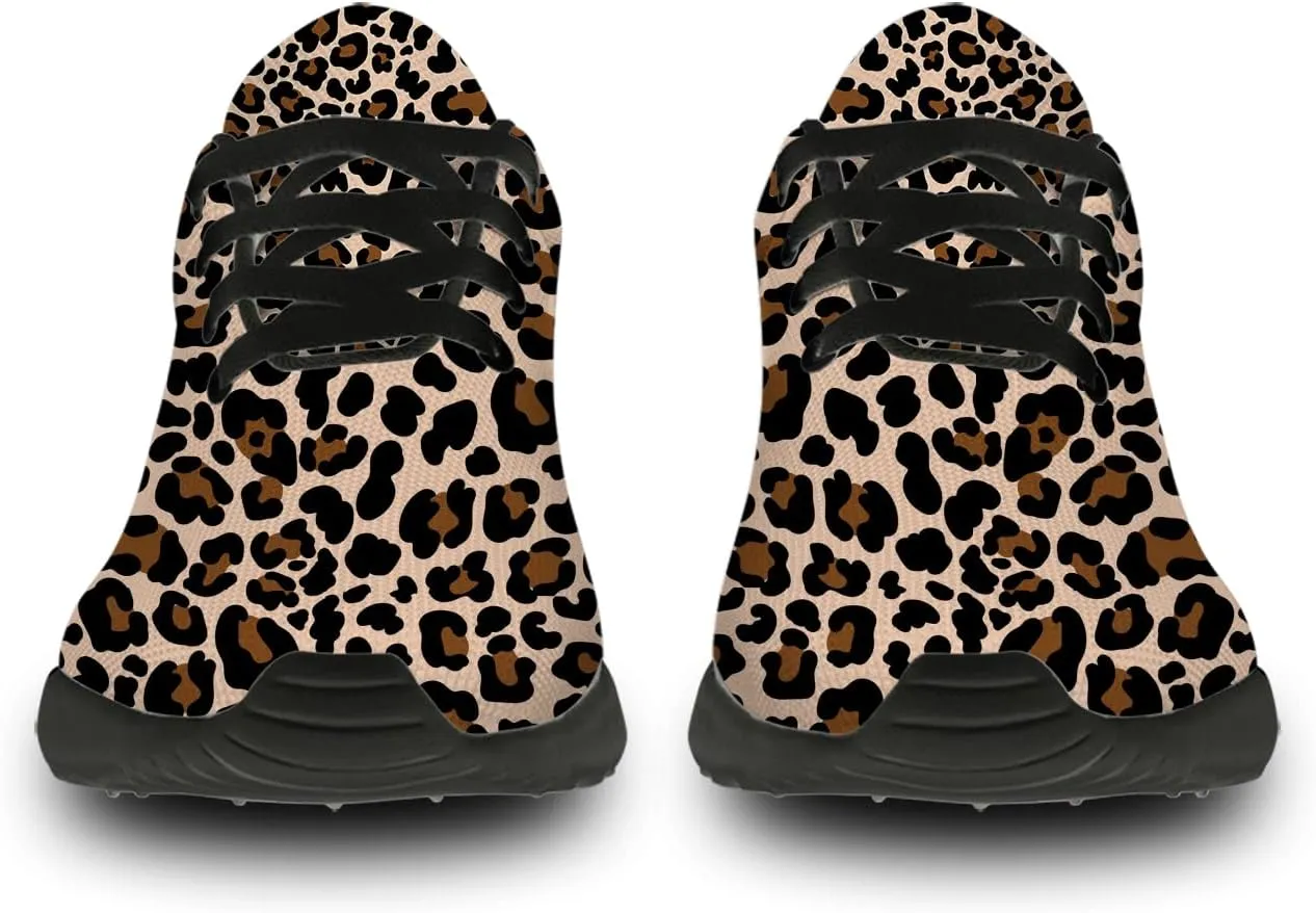 Leopard Cheetah Print Shoes Woman Tennis Shoes Athletic Running Shoes Soft Lightweight Walking Sneakers Gifts for Ladies Girls