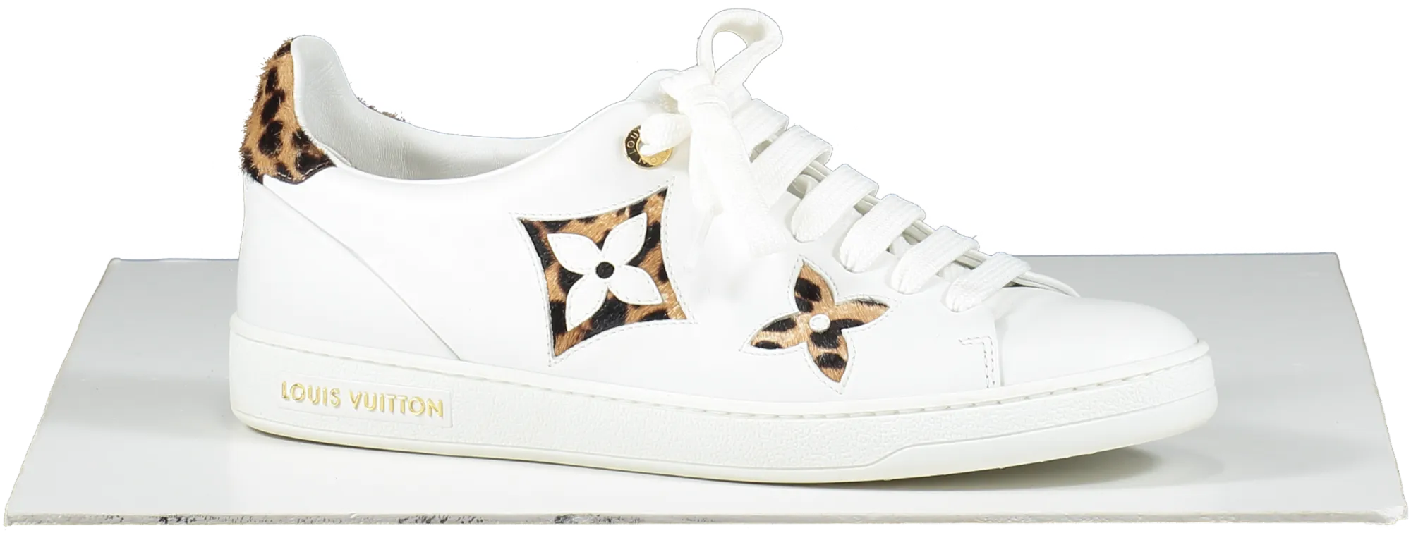 Louis Vuitton White Brown/beige Calf Hair Frontrow Low Top Trainers UK 5 EU 38 👠