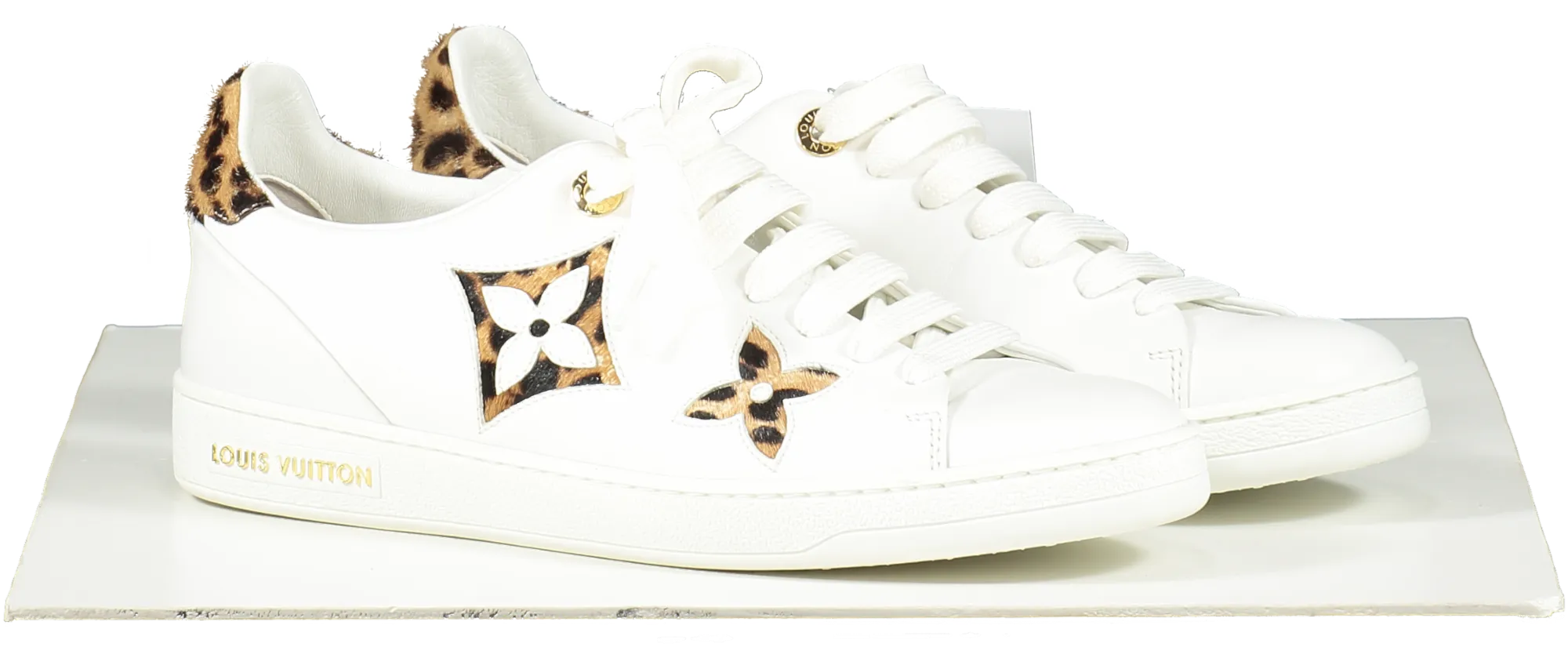 Louis Vuitton White Brown/beige Calf Hair Frontrow Low Top Trainers UK 5 EU 38 👠