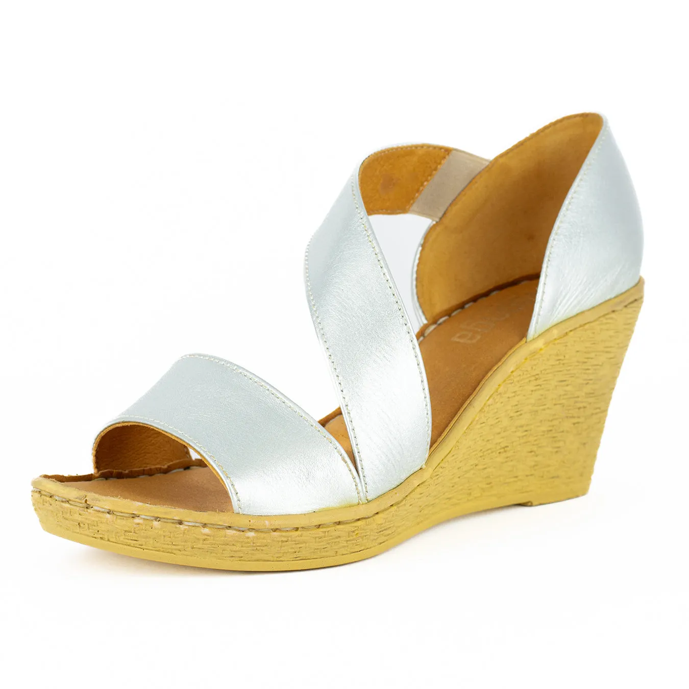 Nompempe : Ladies Leather High-Heel Sandal in Silver Prime