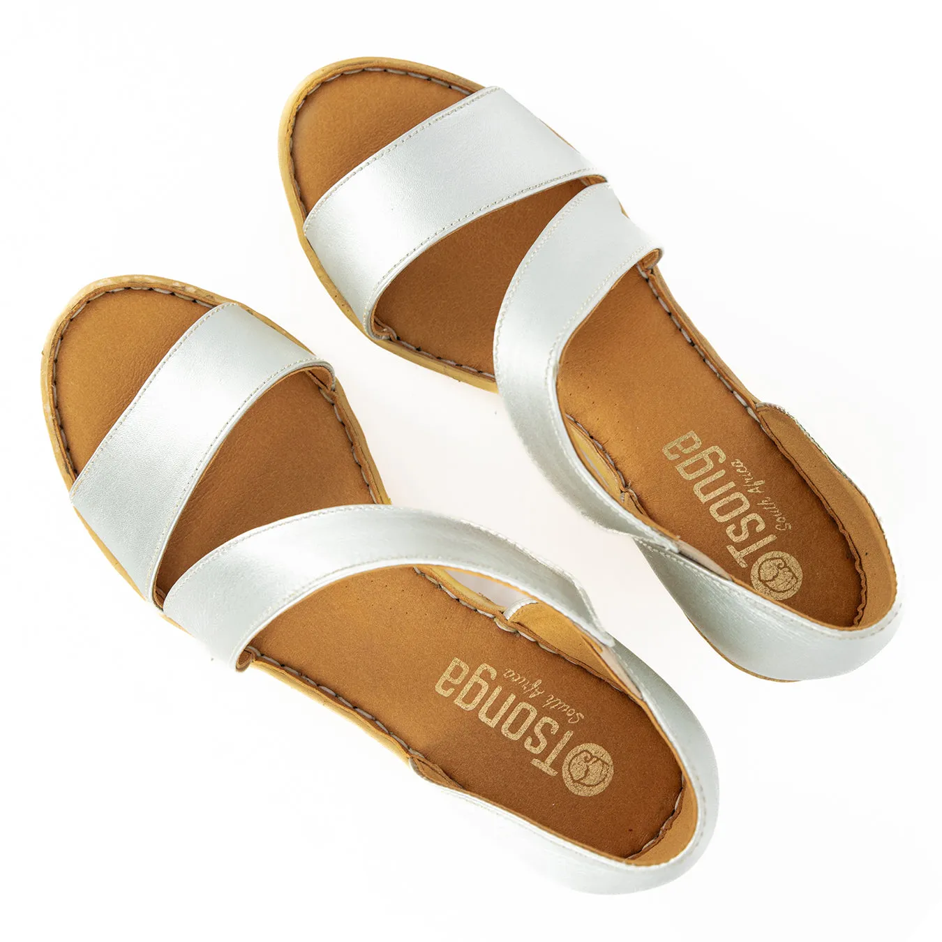 Nompempe : Ladies Leather High-Heel Sandal in Silver Prime