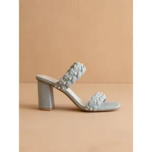 Oasis Society The Parisa | Denim Braided Pearl Heeled Sandals