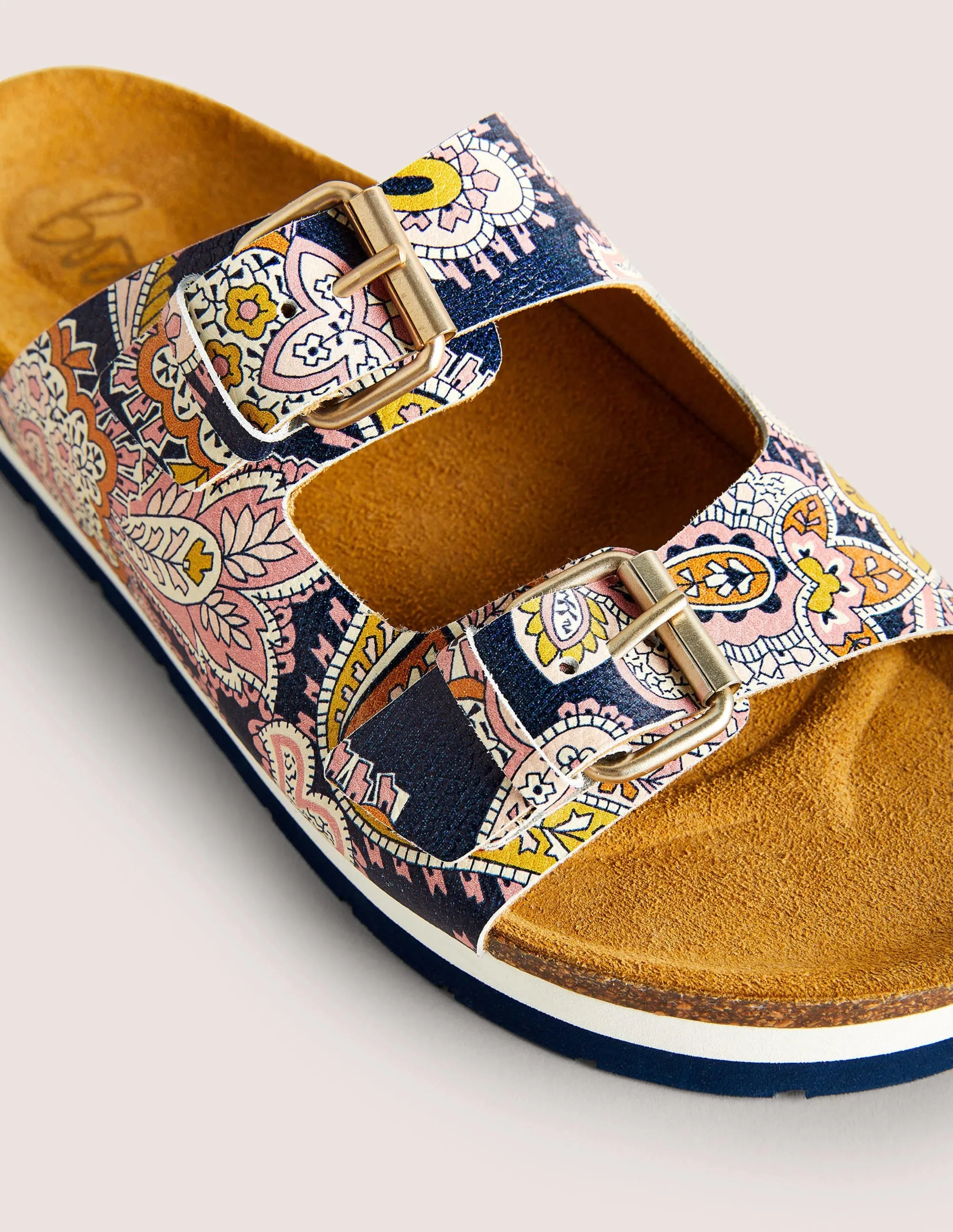 Ottoline Sandals-French Navy, Paisley Bud