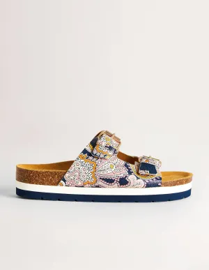 Ottoline Sandals-French Navy, Paisley Bud