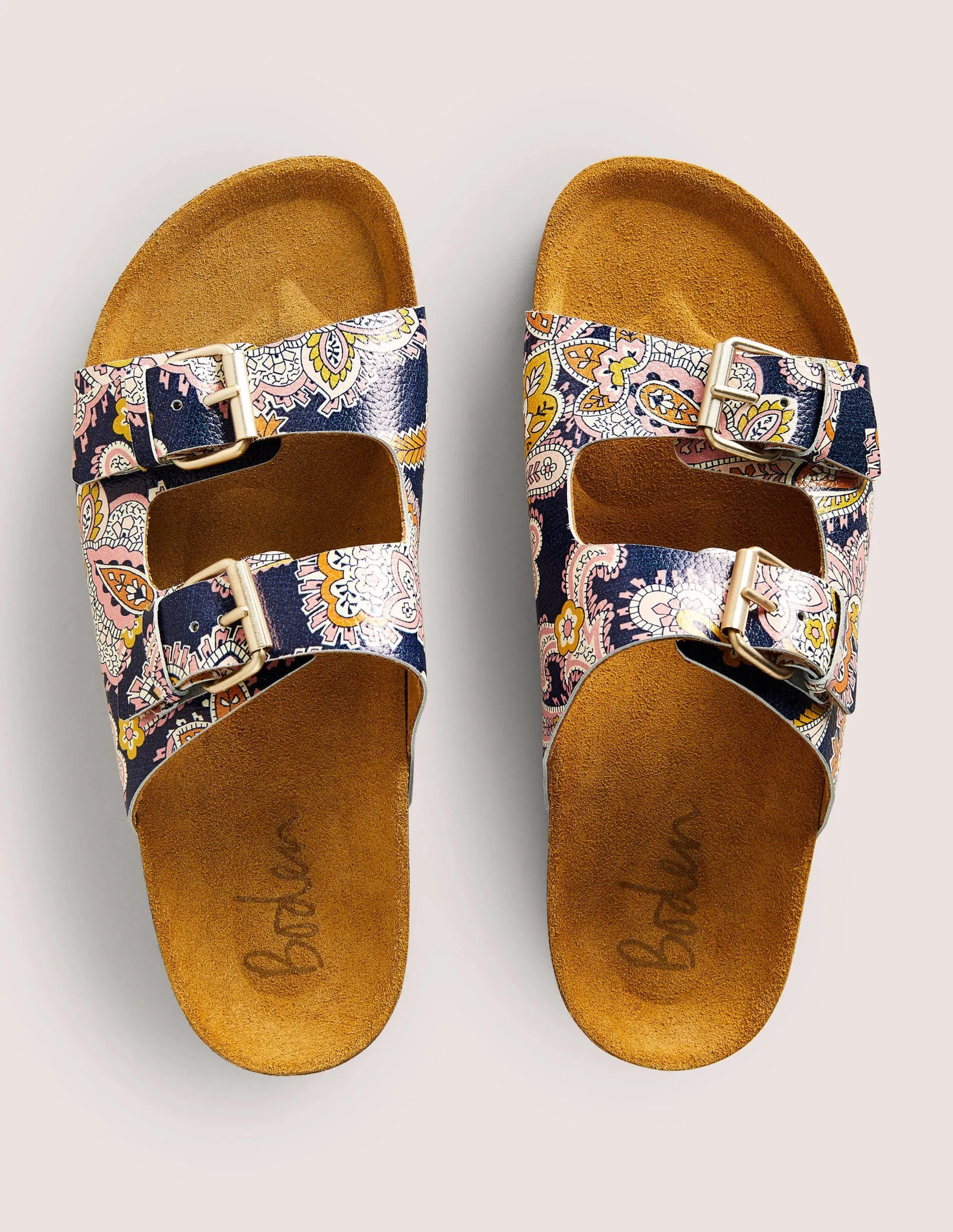 Ottoline Sandals-French Navy, Paisley Bud
