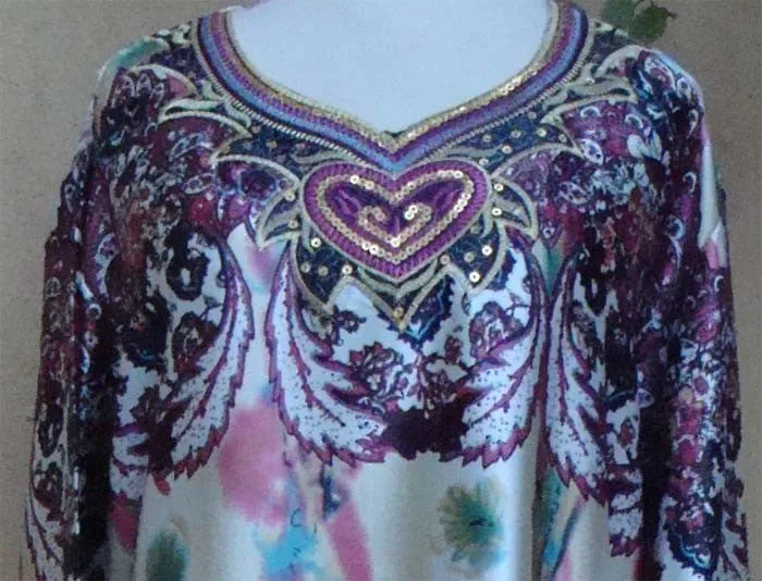 Printed Heart Satin-feel Light weight Kaftan dress