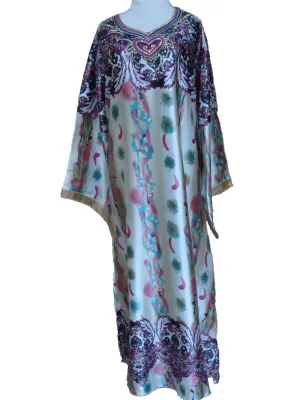 Printed Heart Satin-feel Light weight Kaftan dress