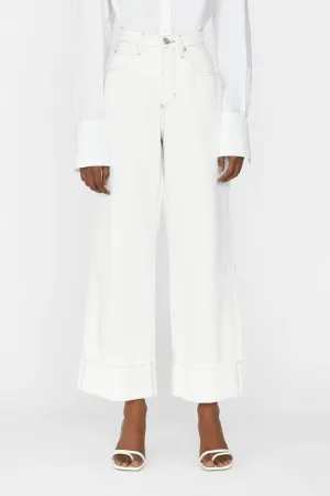 Rolled High Rise Wide Leg Ecru