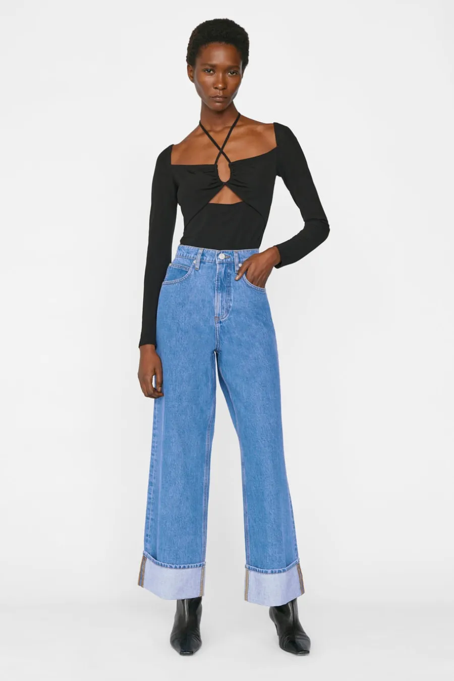 Rolled High Rise Wide Leg Meadow