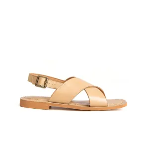 Samantha Criss-Cross Flat Sandal in Cow Leather