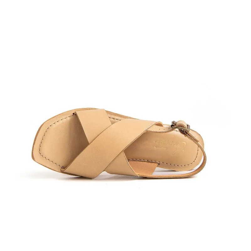 Samantha Criss-Cross Flat Sandal in Cow Leather
