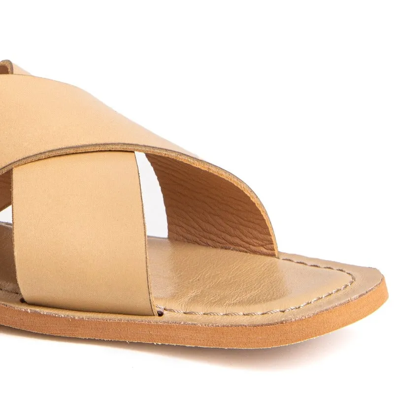 Samantha Criss-Cross Flat Sandal in Cow Leather