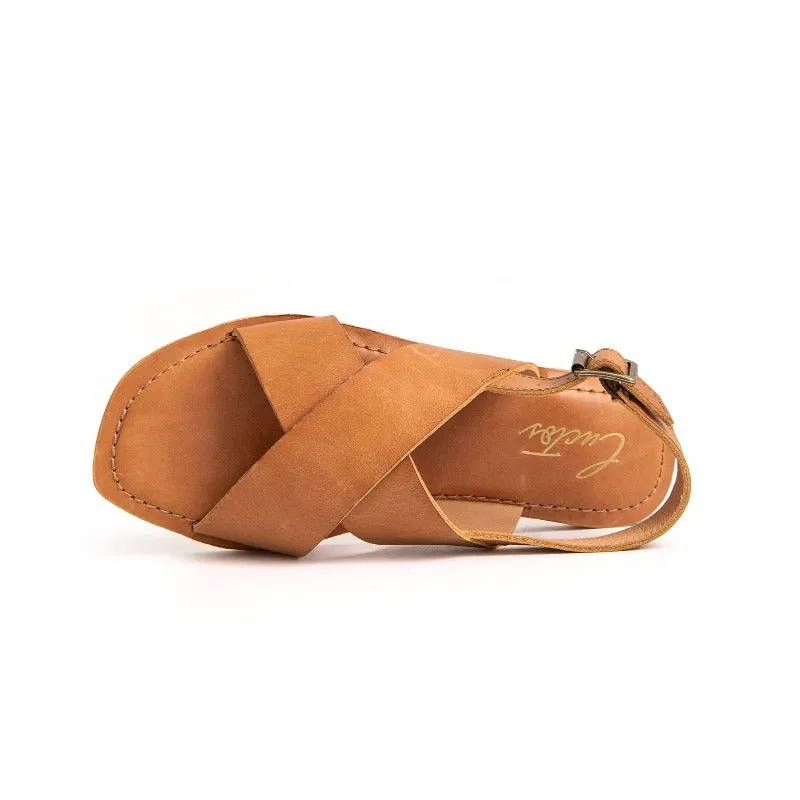 Samantha Criss-Cross Flat Sandal in Cow Leather