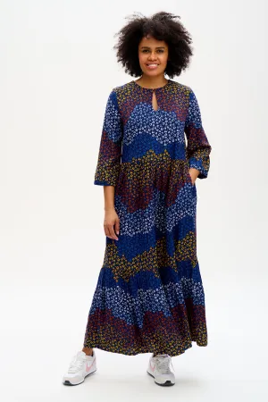 Shannon Maxi Smock Dress - Navy/Multi, Dark Floral Waves