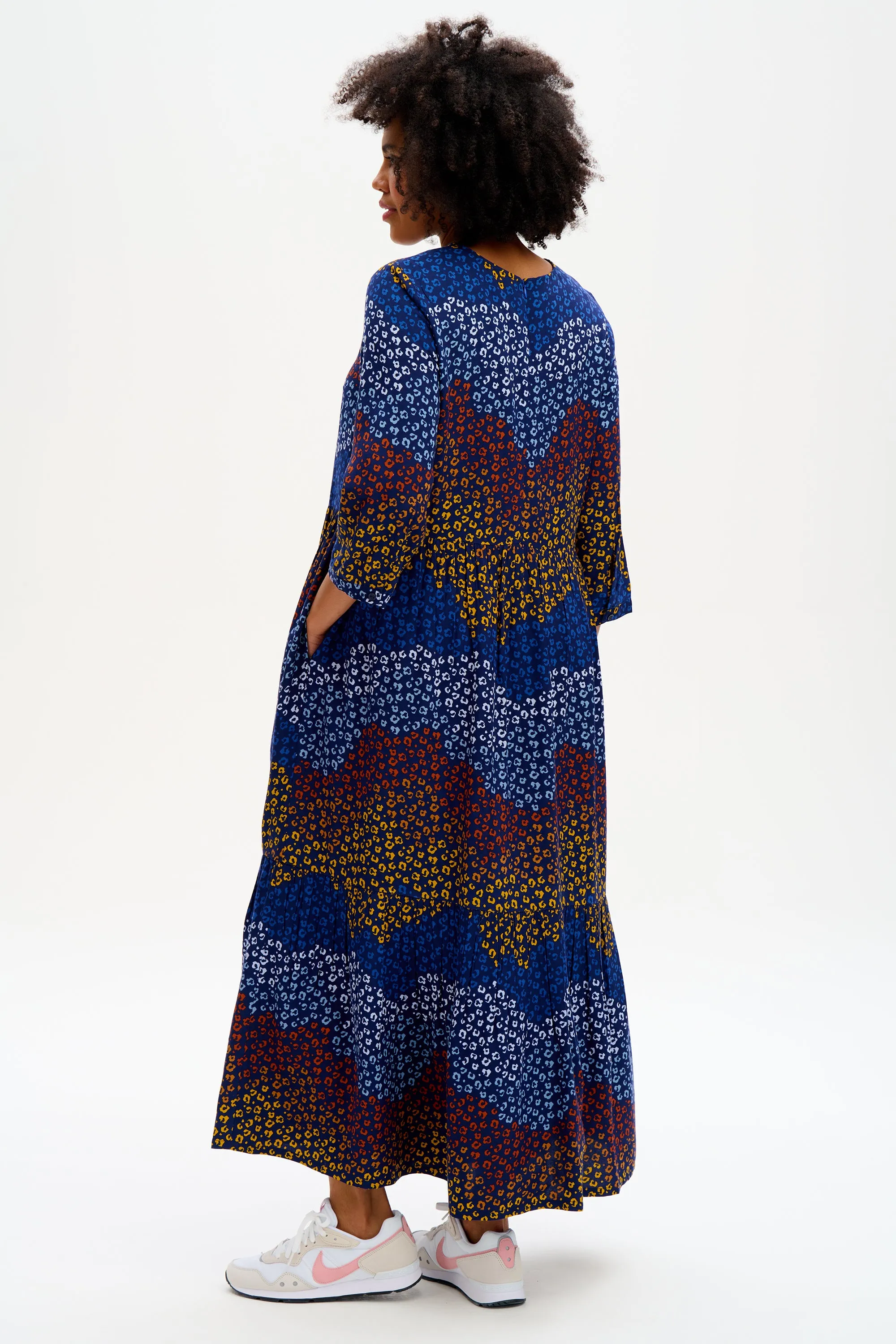 Shannon Maxi Smock Dress - Navy/Multi, Dark Floral Waves