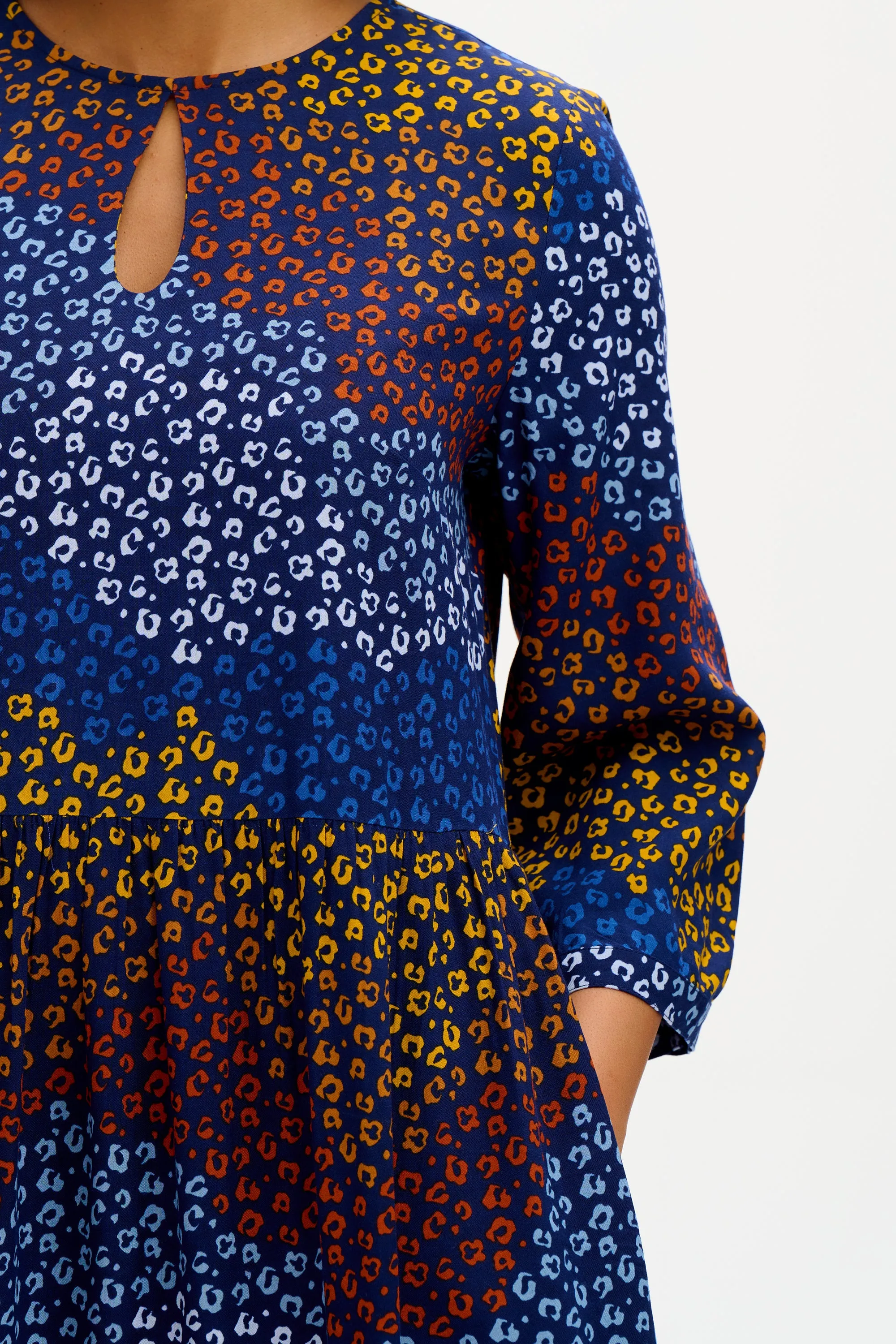 Shannon Maxi Smock Dress - Navy/Multi, Dark Floral Waves